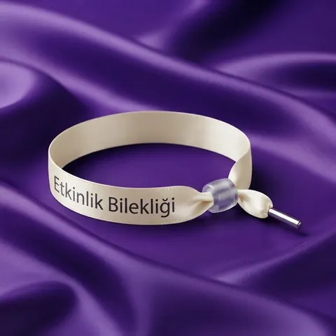 Saten Kumaş Etkinlik Bilekliği / Baskılı Kumaş Kol Bandı