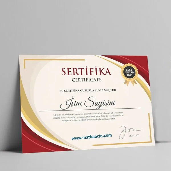 Sertifika Baskı / Başarı, Katılım Belgesi ve Ödül Kağıdı – Matbaacın